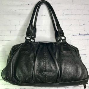 Cole Haan Designer Black Leather 3 zipper Purse